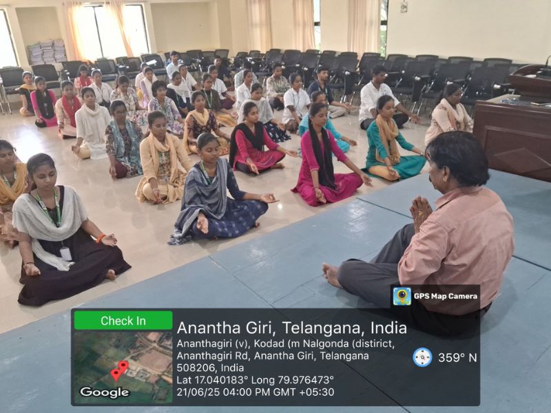 yoga day celebrations at anurag pharmacy college