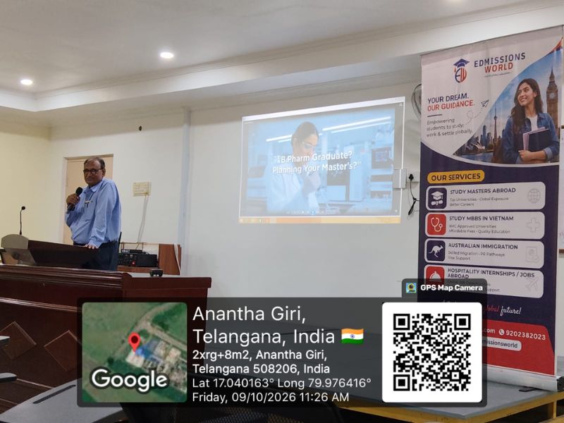 awareness program on study abroad opportunities at anurag pharmacy college